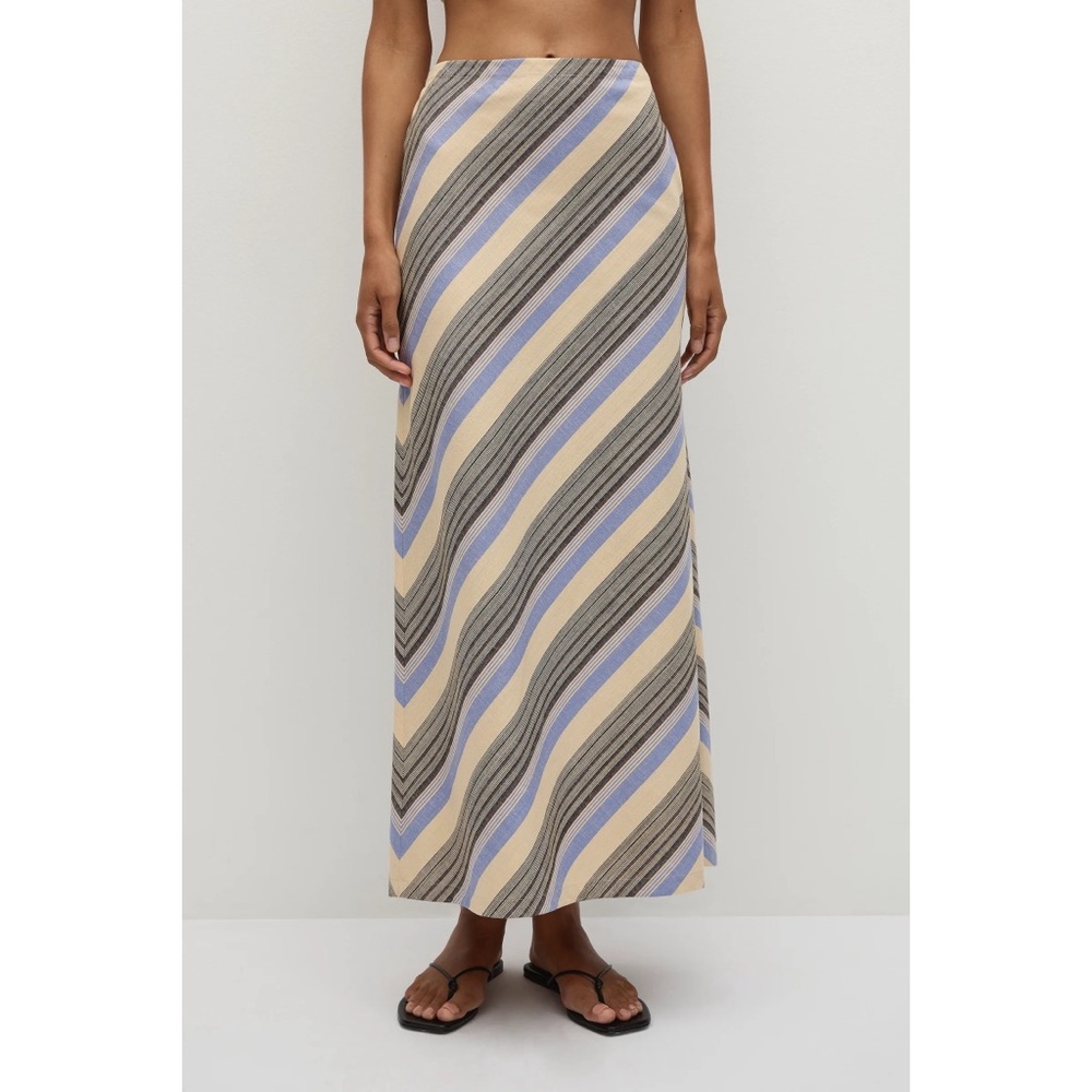 NWOT Faithfull the Brand Elisa Maxi Skirt in Marine Stripe Lilac Natural Tan - Picture 2 of 9